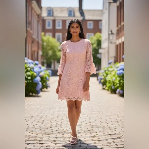 H&M Women's Blush Lace Mini Dress - Picture 1 of 15